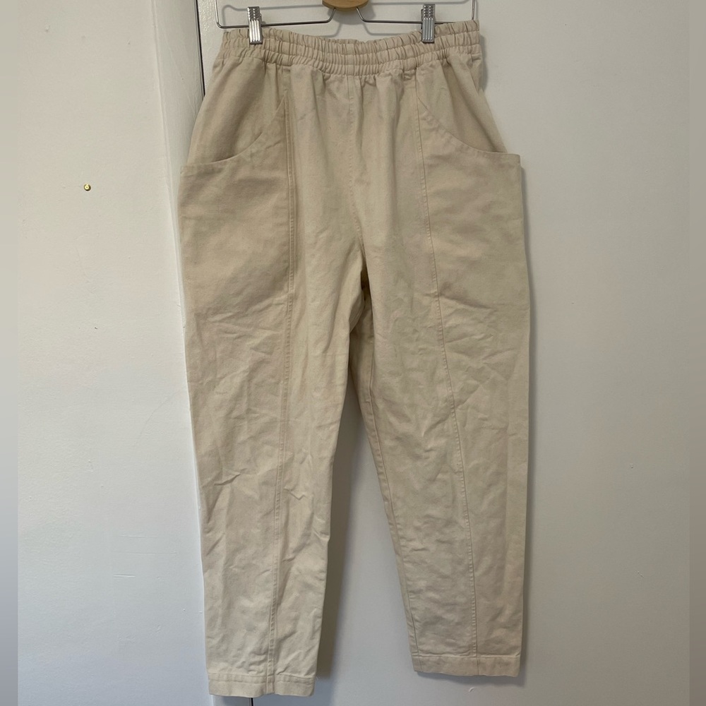 Elizabeth Suzanne Clyde pants size 12-R in white cotton canvas
